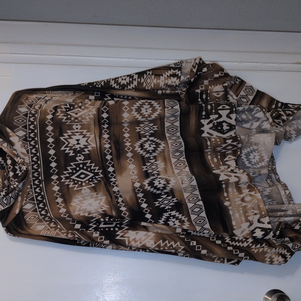 Geometric Patterned Brown Sweater